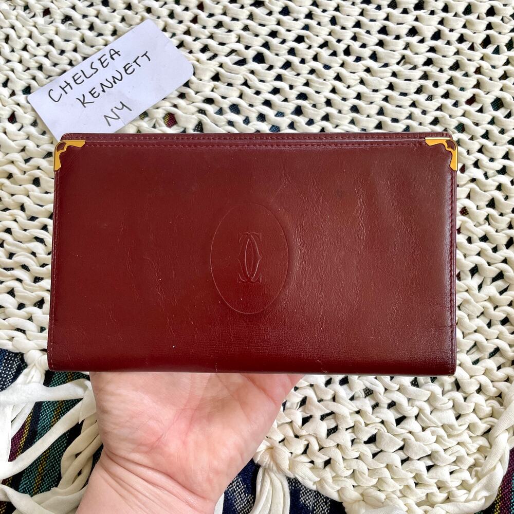Cartier Leather Bifold Vintage Must De Wallet Bordeaux